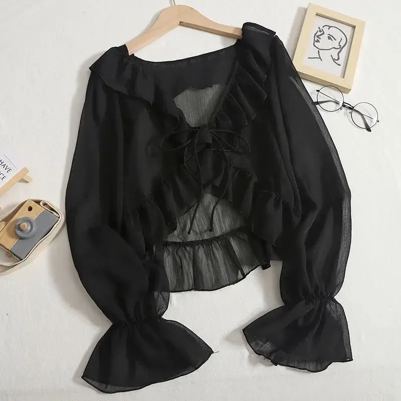 Street Fashion Korea - Blouses Women Lace-up Summer New Design