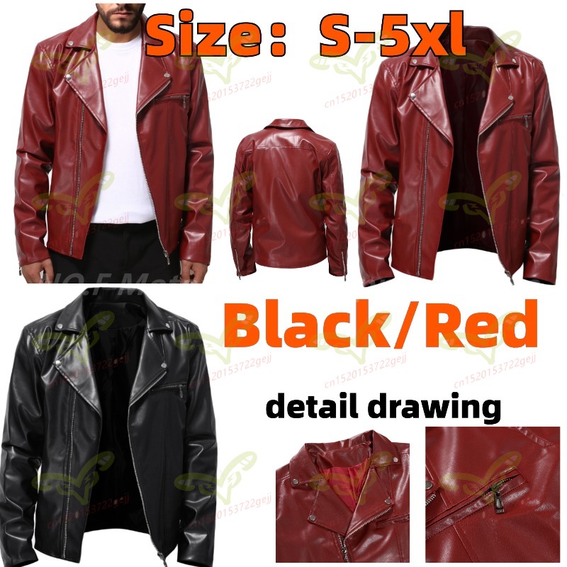 Street Fashion Jacket Men - Men's Motorcycle Jacket Black and Red