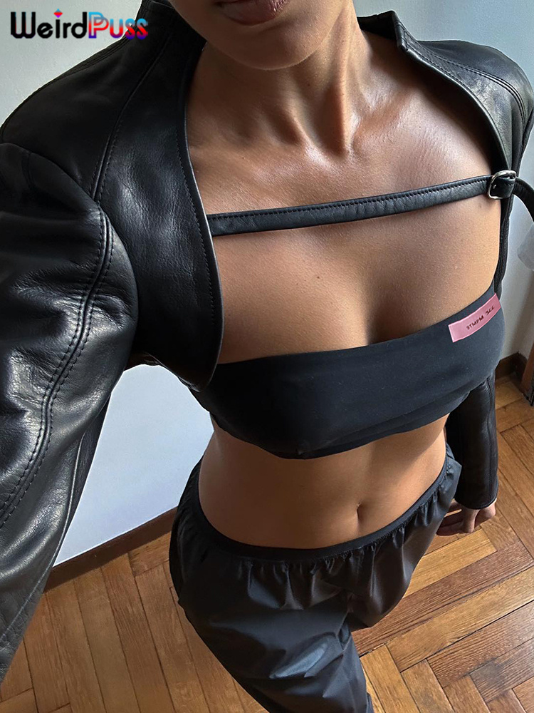 Street Fashion Youtube - Weird Puss Extra Short Women Jacket+Tube