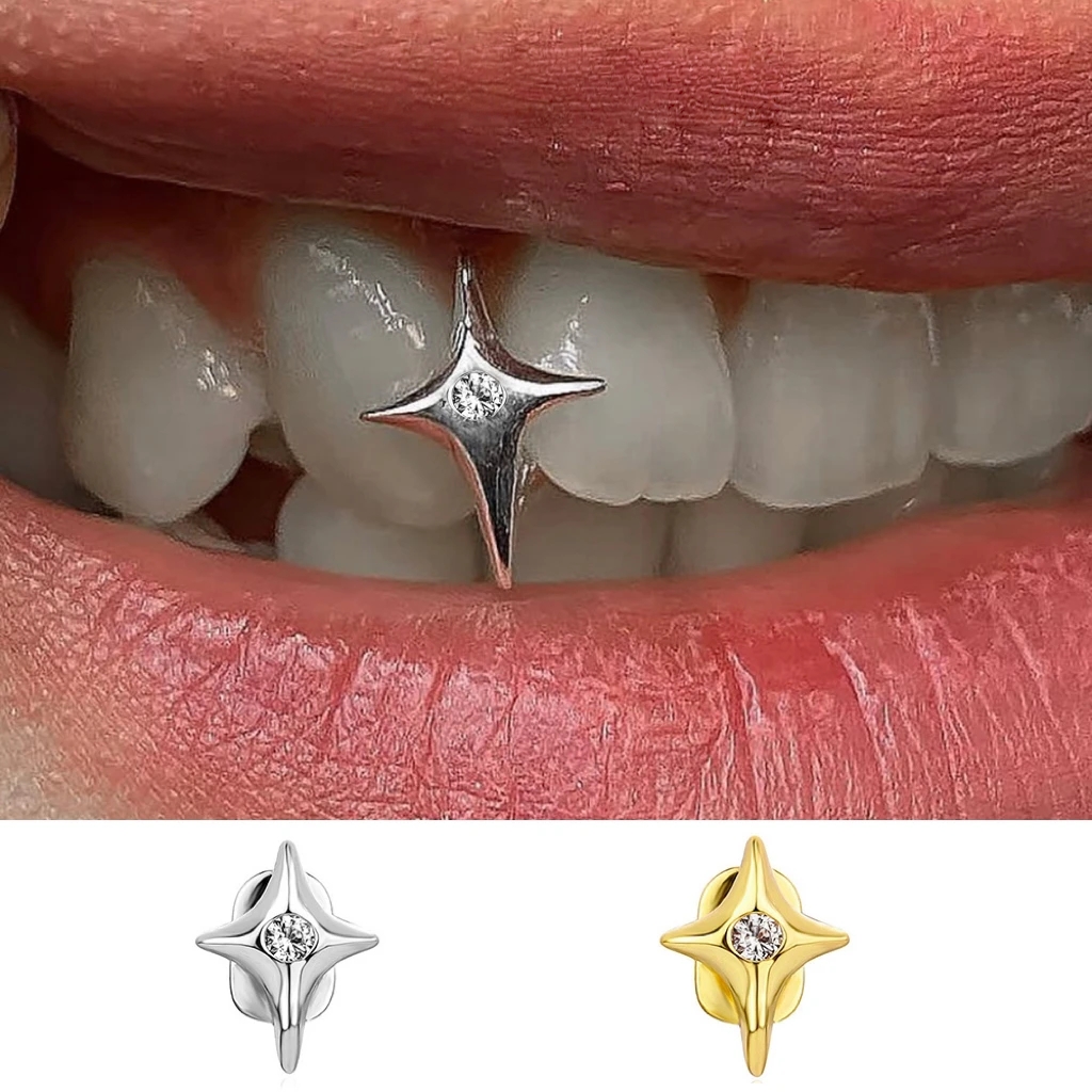 Street Fashion Hip Hop - Fashionable Four-Pointed Star Single Tooth Decoration