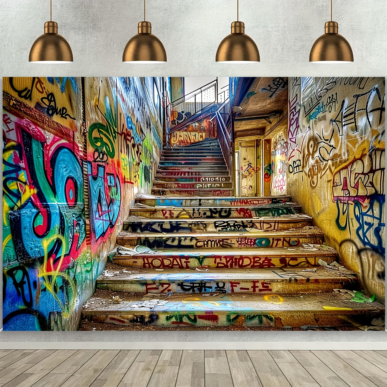 Street Fashion Photo - Vibrant urban street graffiti Polyester background