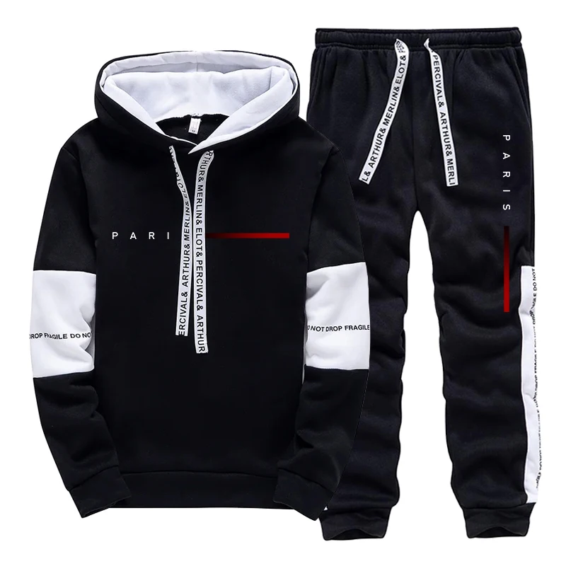 Street Fashion Male - Men's Set Paris Fashion Hoodie and
