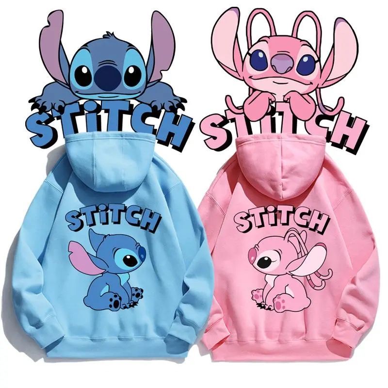 Street Fashion Anime - Cartoon Stitch Hoodie Loose Long-sleeved Hooded