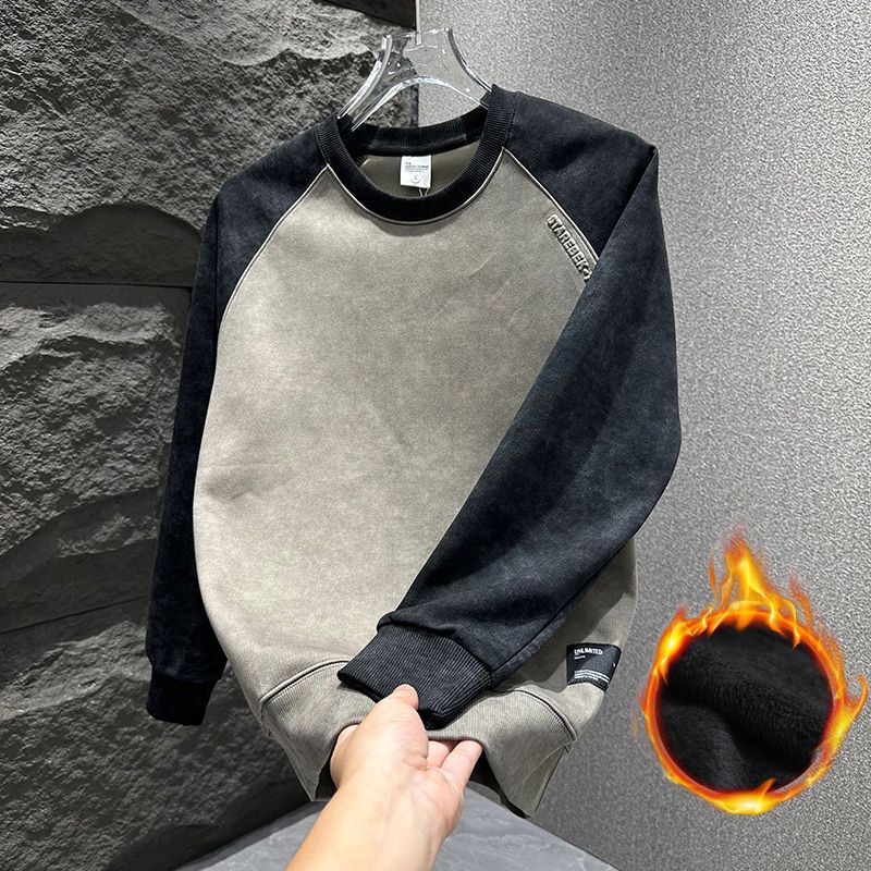Oversized Crewneck Fleece - Men's Oversize Fleece Lined Long Sleeve