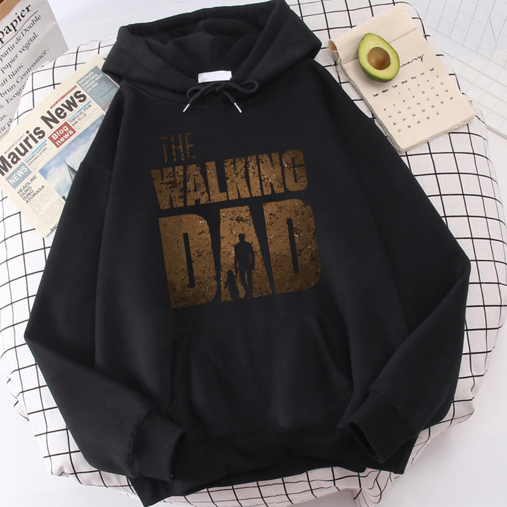 Oversized Crewneck Fleece - The Walking Dad Printing Men Hoodie