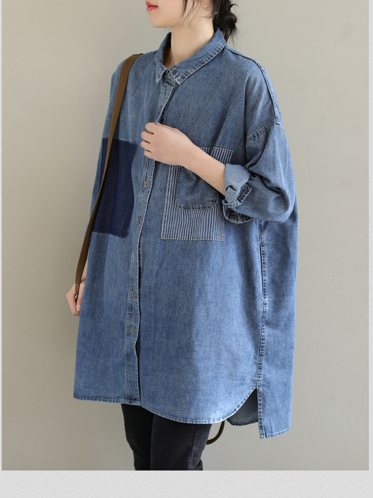 Spring Korean Style Denim Shir – Street Fashion Korea recenzja i cena