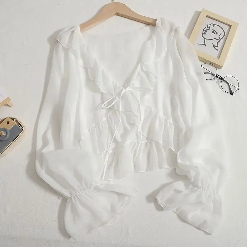 Blouses Women Lace-up Summer N – Street Fashion Korea recenzja i cena