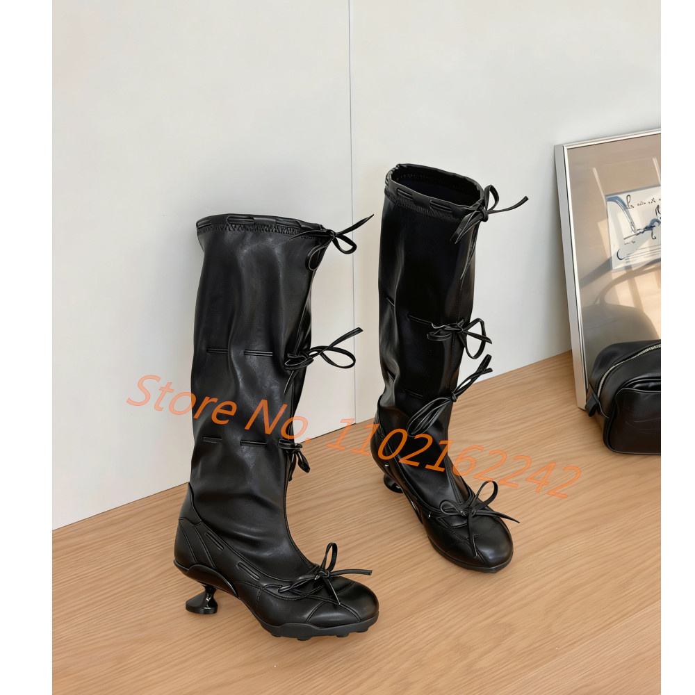 Bow-Tie Ballet Knee-High Boots – Street Fashion Runway recenzja i cena