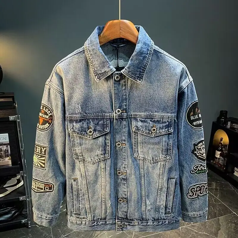 Men High Street Embroidery Pat – Street Fashion Jacket Men recenzja i cena