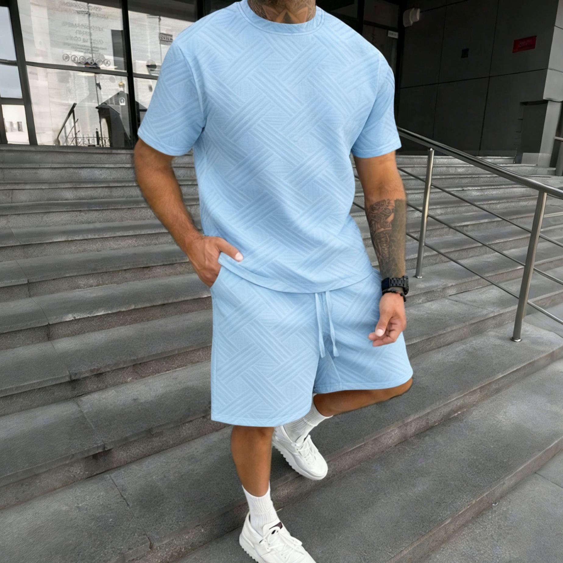 New men's summer jacquard shor – Street Fashion Male recenzja i cena