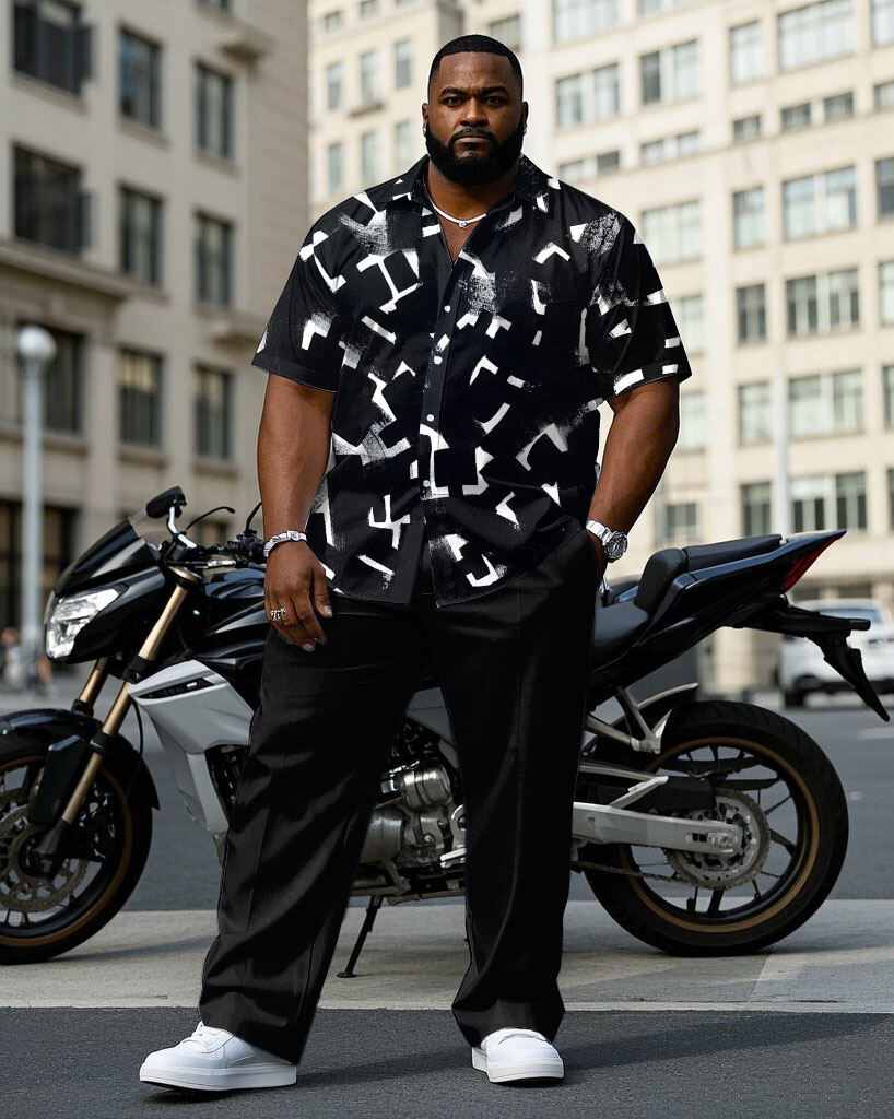S-9XL Plus Size Men's Geometri – Camo Pattern Set recenzja i cena