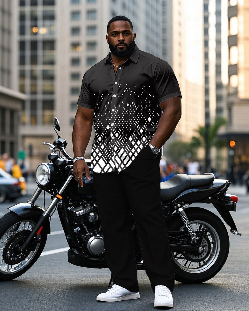 S-9XL Plus Size Men's Geometri – Camo Pattern Set recenzja i cena