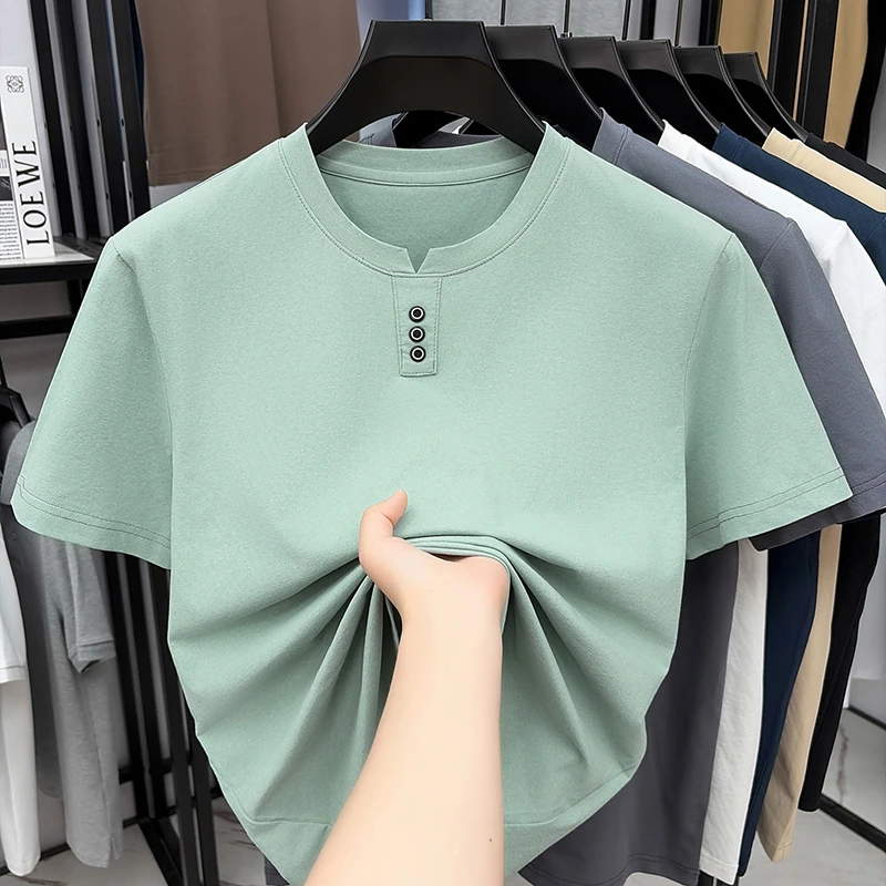 Mens Casual Henley Neck T Shir – Street Fashion Male recenzja i cena