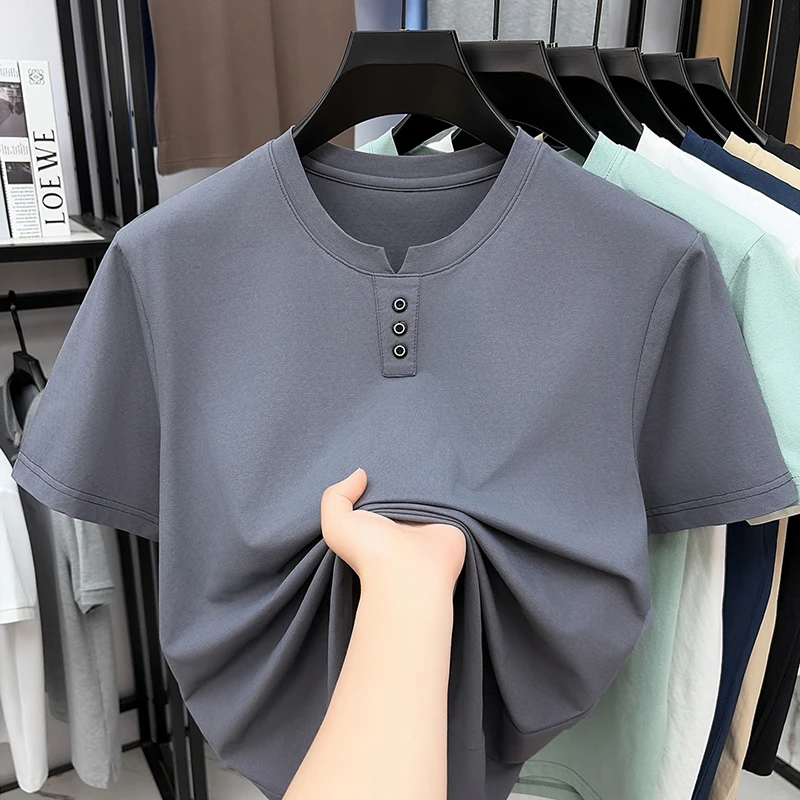Mens Casual Henley Neck T Shir – Street Fashion Male recenzja i cena