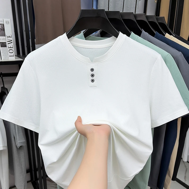 Mens Casual Henley Neck T Shir – Street Fashion Male recenzja i cena