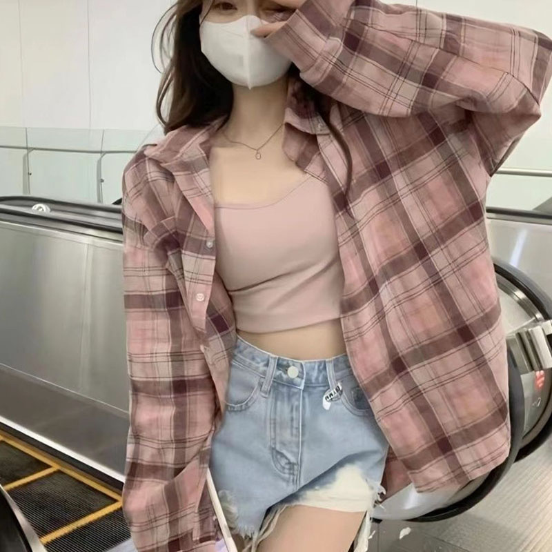 ZOCI Pink Plaid Blouses for Wo – Street Fashion Korea recenzja i cena