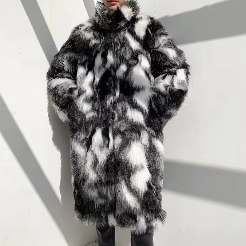 Winter Hip Hop Long Faux Fur C – Street Fashion Jacket Men recenzja i cena