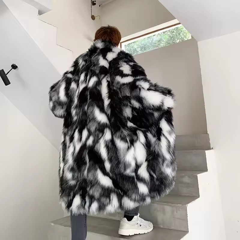 Winter Hip Hop Long Faux Fur C – Street Fashion Jacket Men recenzja i cena
