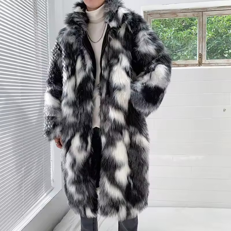 Winter Hip Hop Long Faux Fur C – Street Fashion Jacket Men recenzja i cena