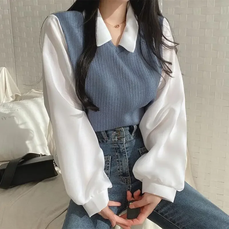 False Two-piece Polo Collar Wo – Street Fashion Korea recenzja i cena