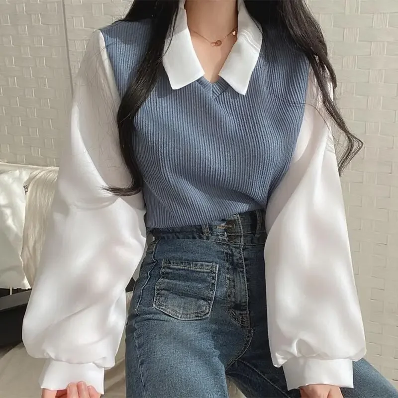 False Two-piece Polo Collar Wo – Street Fashion Korea recenzja i cena