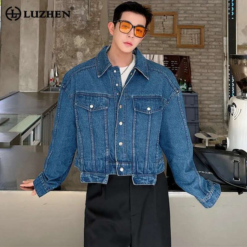 LUZHEN Personality Denim Short – Street Fashion Jacket Men recenzja i cena