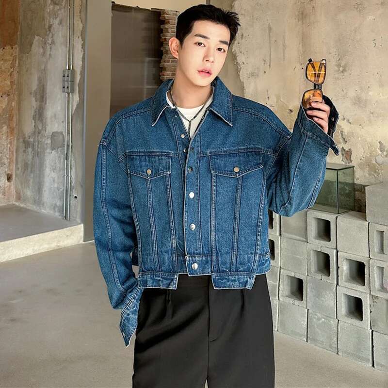 LUZHEN Personality Denim Short – Street Fashion Jacket Men recenzja i cena