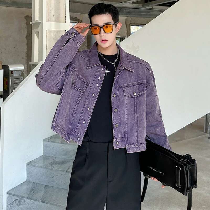 LUZHEN Personality Denim Short – Street Fashion Jacket Men recenzja i cena