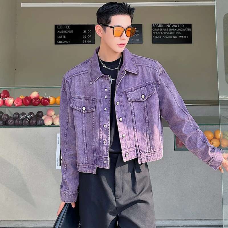 LUZHEN Personality Denim Short – Street Fashion Jacket Men recenzja i cena