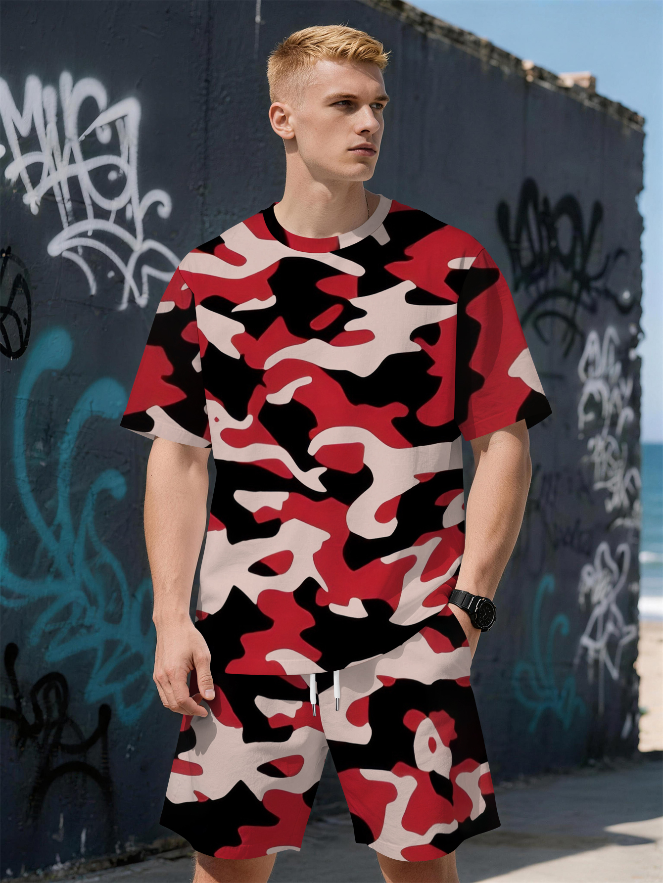 2026 Summer New Men's Short-Sl – Camo Pattern Set recenzja i cena