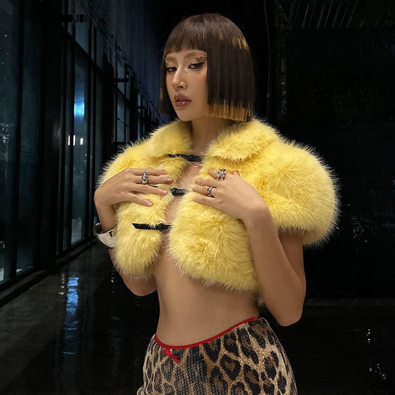 2025 Fur Short Coat Women Crop – Street Fashion Jacket Men recenzja i cena