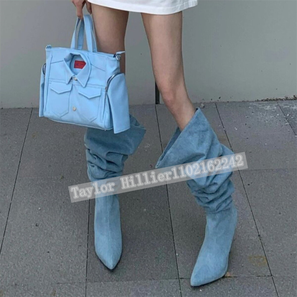 Springtime Blue Denim Pleated  – Street Fashion Denim recenzja i cena