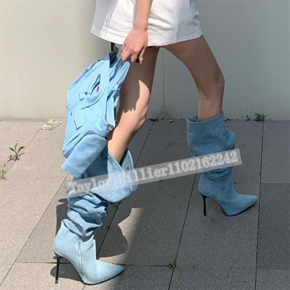 Springtime Blue Denim Pleated  – Street Fashion Denim recenzja i cena