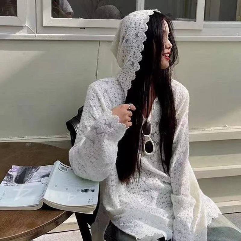 Y2K Lace Hooded Shirts Women S – Street Fashion Korea recenzja i cena