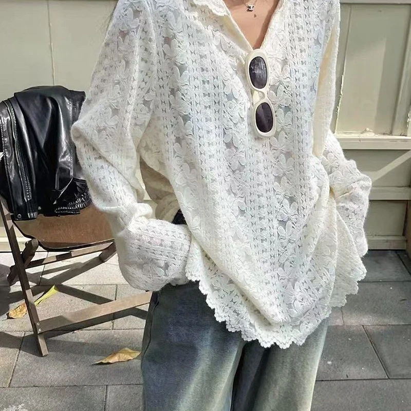 Y2K Lace Hooded Shirts Women S – Street Fashion Korea recenzja i cena
