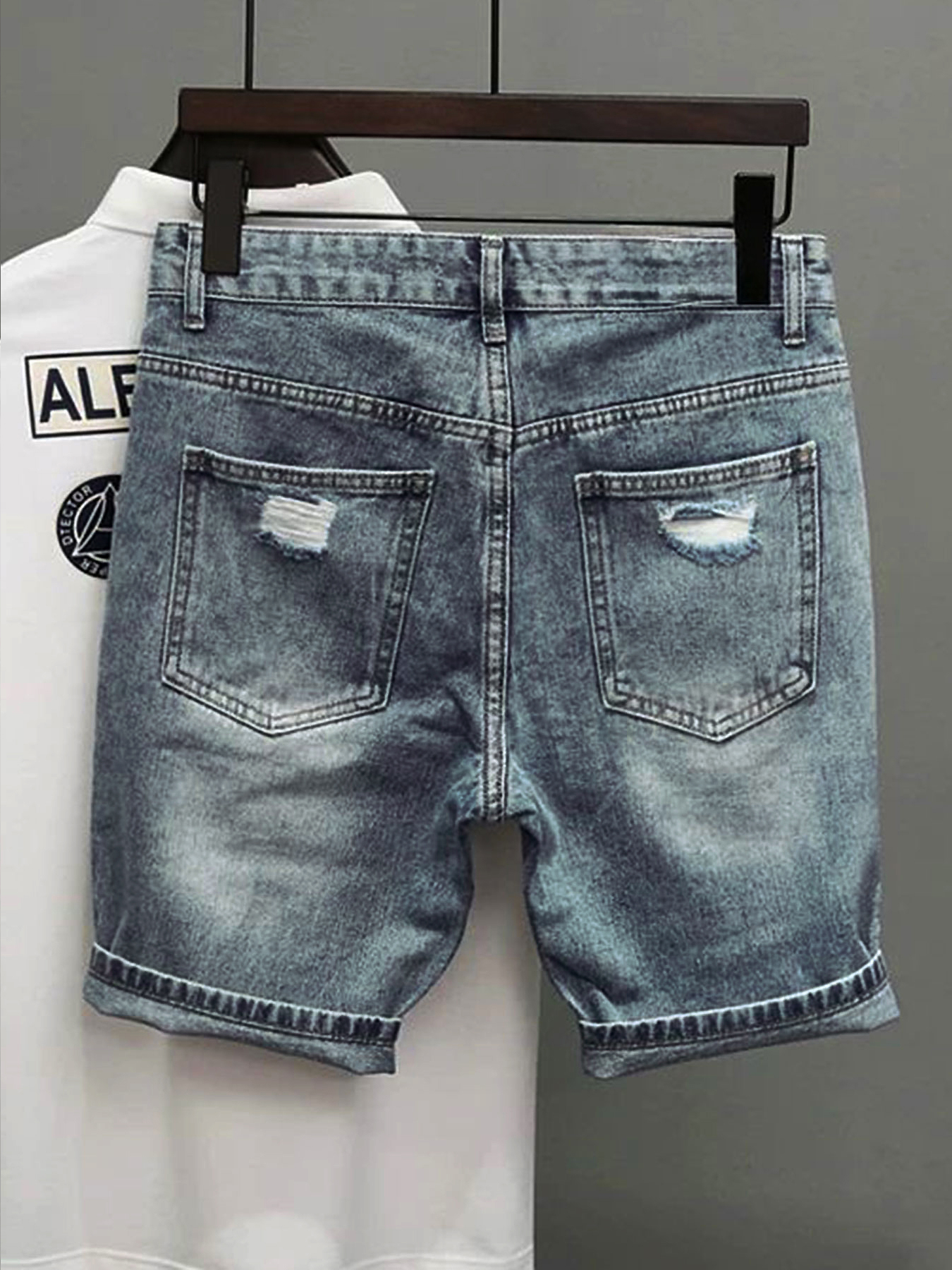 Light Blue Denim Shorts Men's  – Street Fashion Korea recenzja i cena