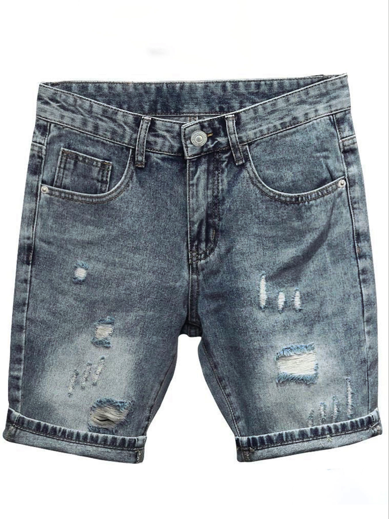 Light Blue Denim Shorts Men's  – Street Fashion Korea recenzja i cena