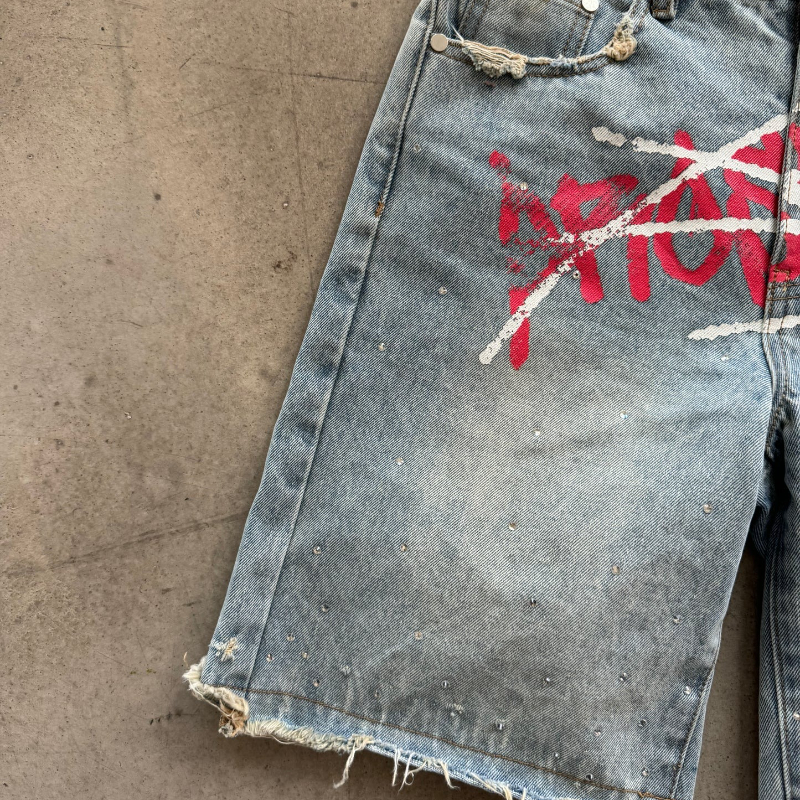 Y2K Graffiti Jorts Rhinestone  – Street Fashion Hip Hop recenzja i cena