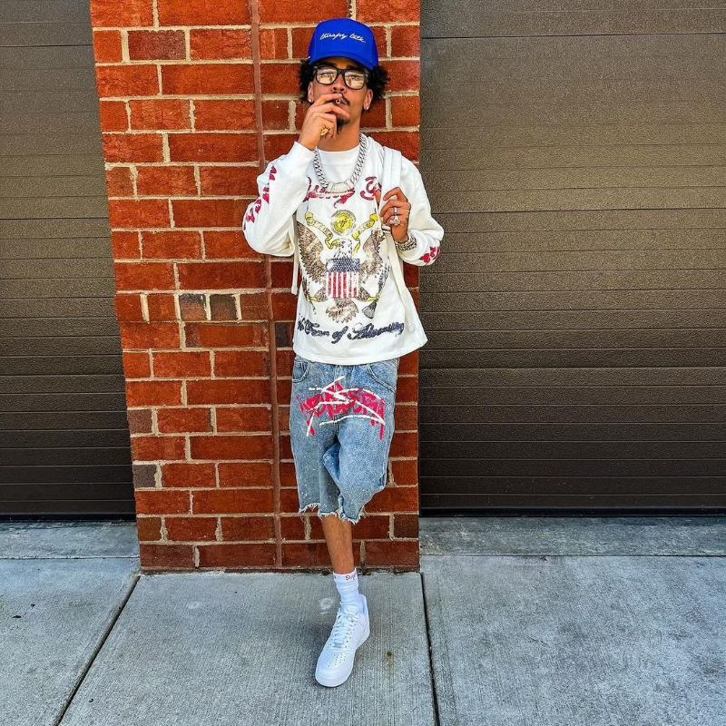 Y2K Graffiti Jorts Rhinestone  – Street Fashion Hip Hop recenzja i cena