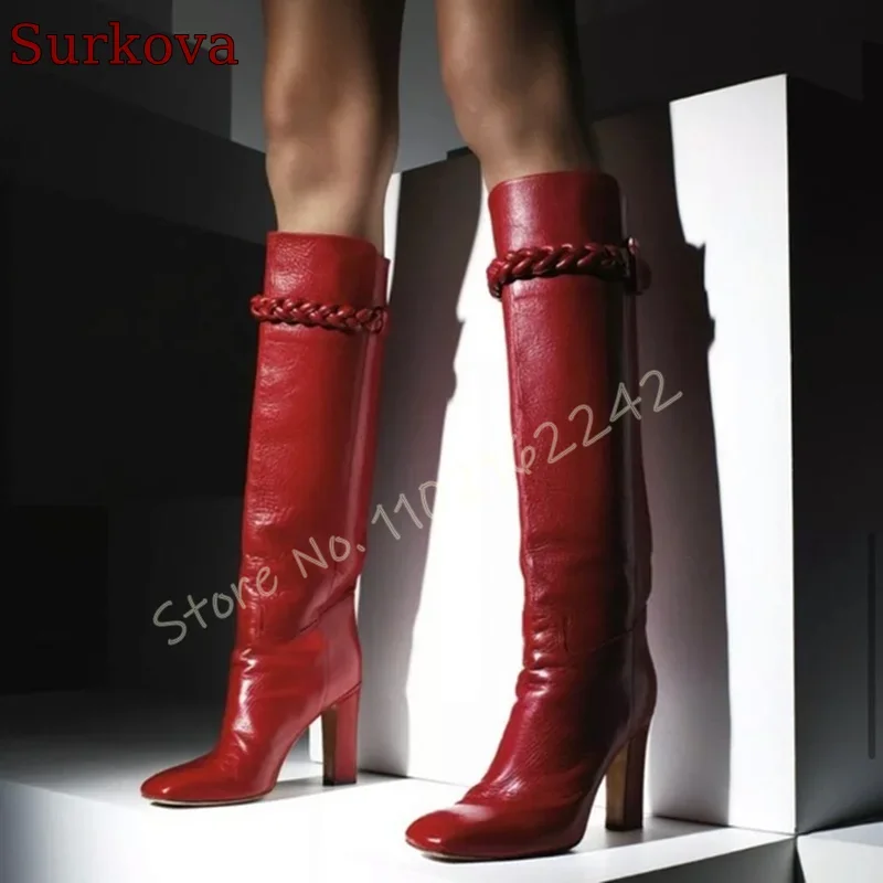 Red Matte Braided High Boots R – Street Fashion Runway recenzja i cena