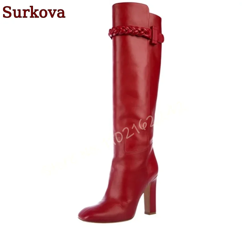 Red Matte Braided High Boots R – Street Fashion Runway recenzja i cena