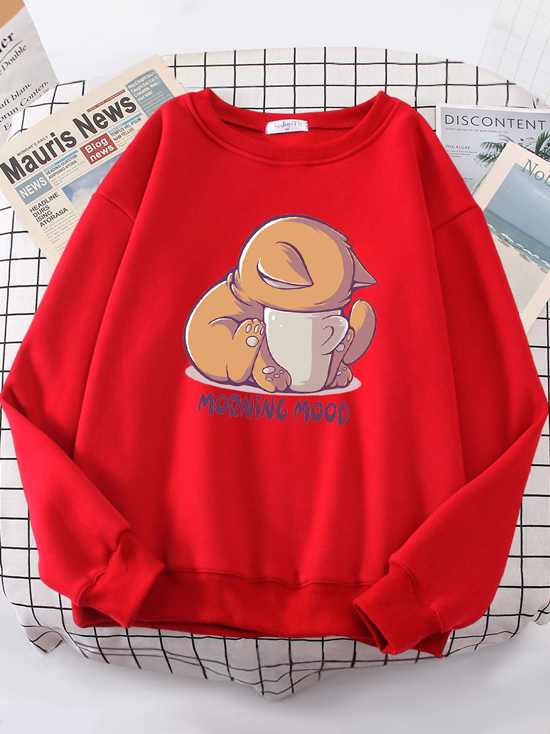 Cat Is Looking At The Cup Love – Oversized Crewneck Fleece recenzja i cena