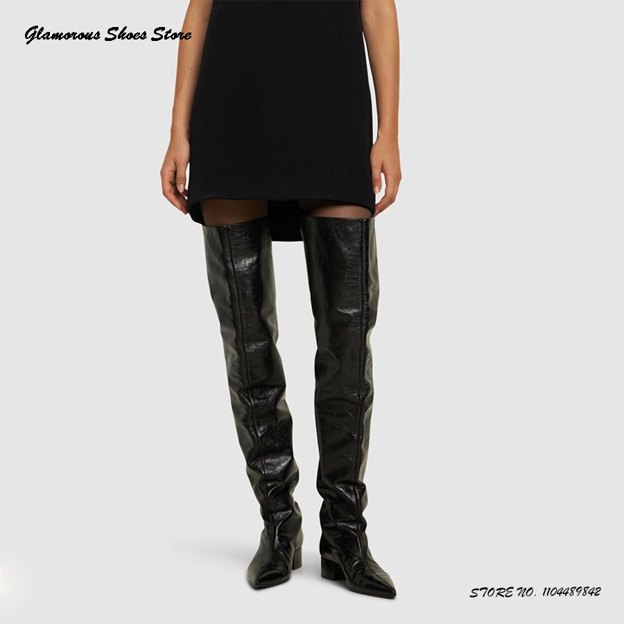 Crinkled-leather Over-the-knee – Street Fashion Runway recenzja i cena