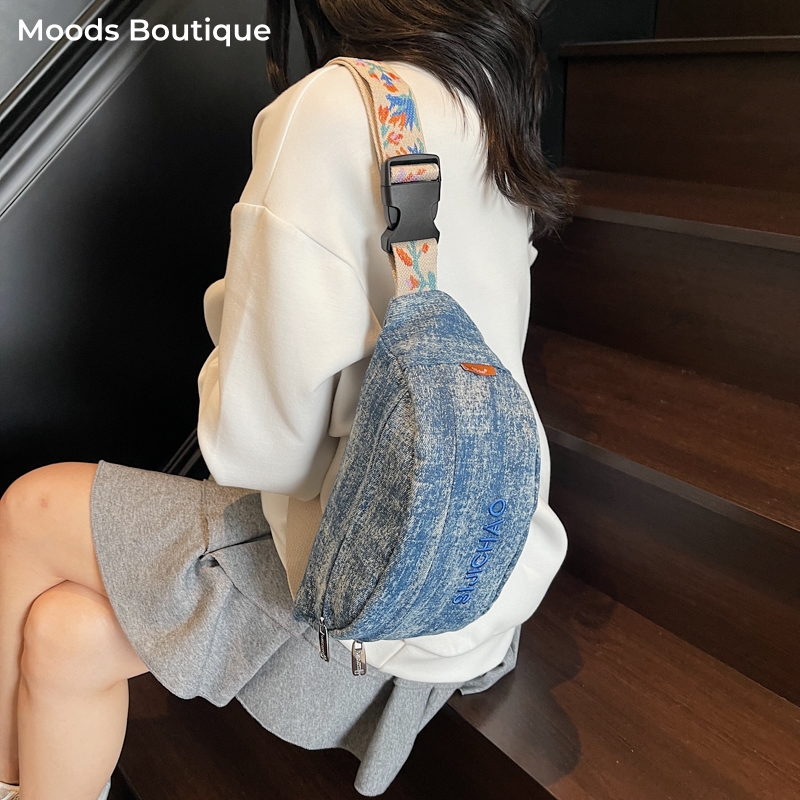 Denim Blue Chest Bags For Wome – Street Fashion Trend 2025 recenzja i cena